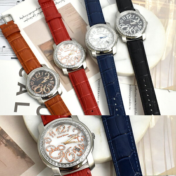 手錶 變形數字水鑽外框皮革手錶【NE2097】