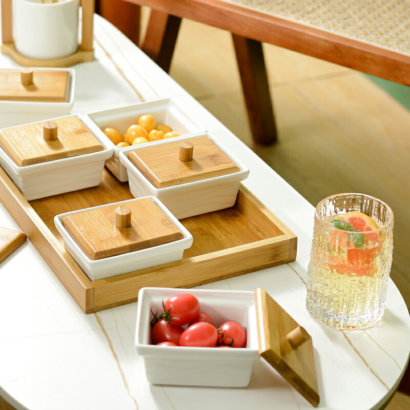 陶瓷乾果盒 歐式創意分格帶蓋瓜子盤家用客廳過年零食糖果堅果盒