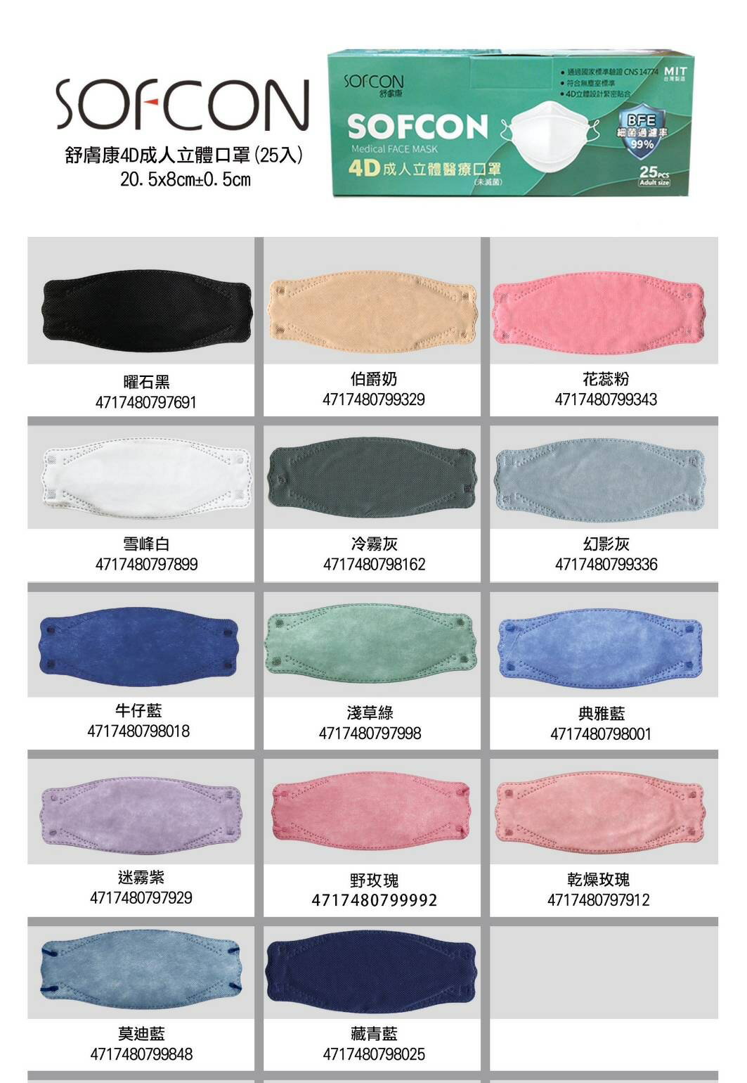 口罩 韓國 魚形 KF94 舒膚康 聚泰4D醫療用立體口罩25入 成人用 多色可選 現貨 歐美藥局