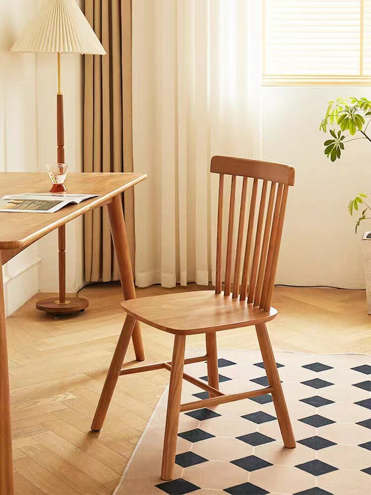 北歐咖啡廳餐廳簡約型家用溫莎椅現代小戶型陽台書房靠背實木餐椅