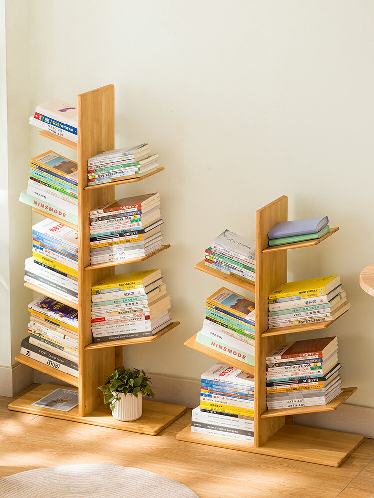 【免運】 書架置物架落地書柜子家用兒童客廳圖書館靠墻簡易閱讀區多層收納