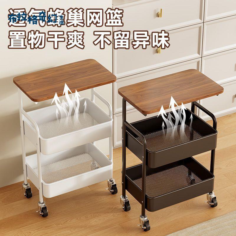 可移動置物架落地廚房臥室多層收納架家用書架帶桌板零食小推車[PP0602061]