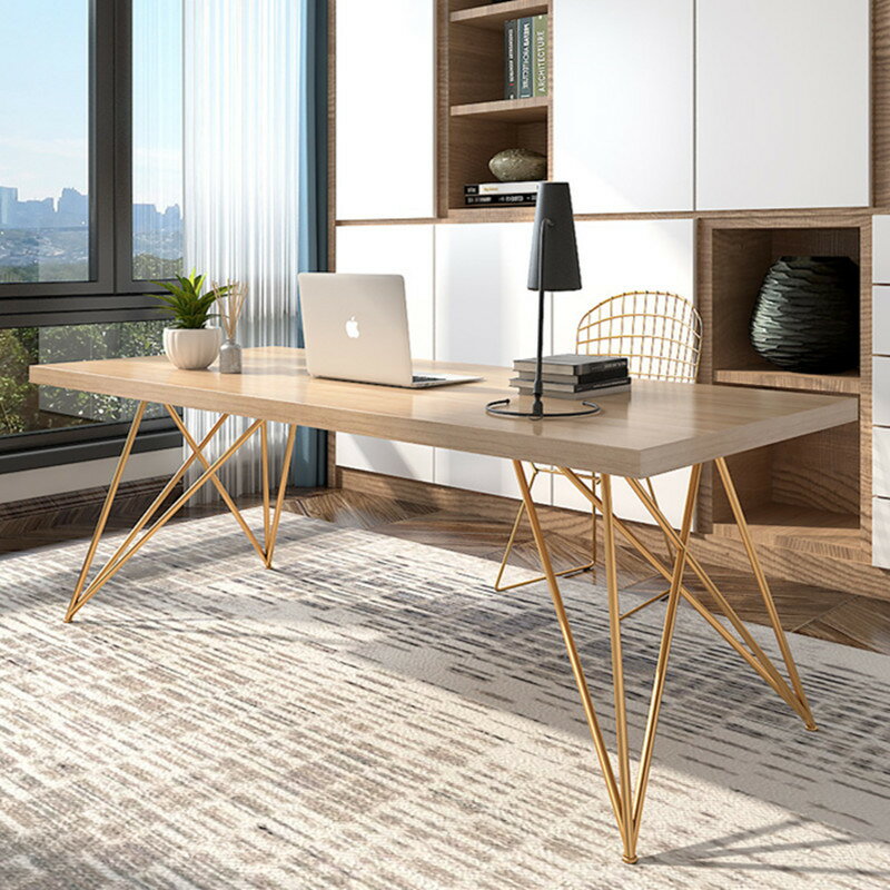 北歐設計師極簡單人辦公桌辦公室簡約實木創意電腦桌設計感辦公桌