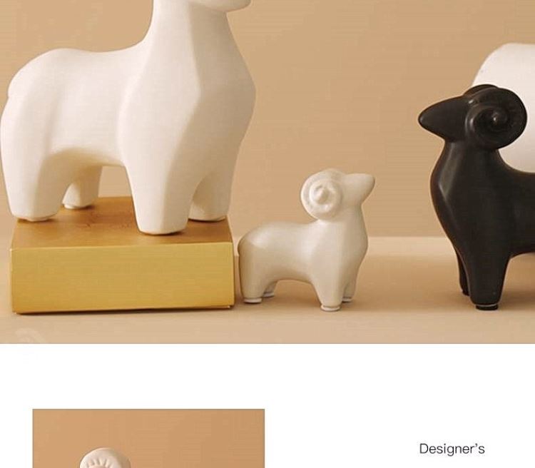 北歐陶瓷動物擺件可愛三羊開泰家居小羊羊裝飾品生肖擺飾| 協貿國際