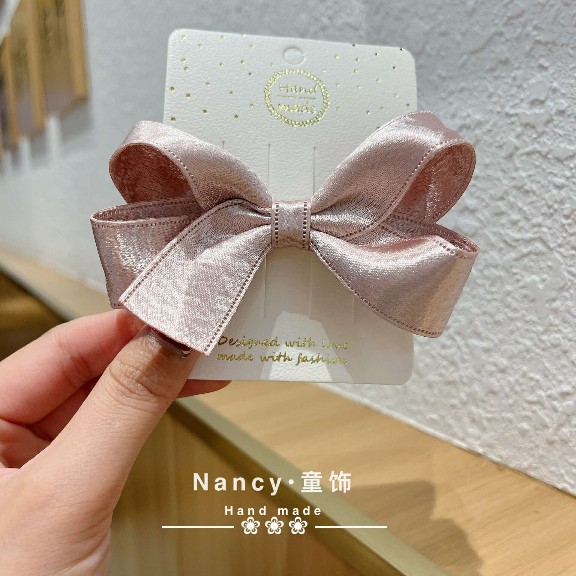 簡約風金銀色女孩公主大蝴蝶結髮夾髮圈女童表演紅色髮卡夾子頭飾