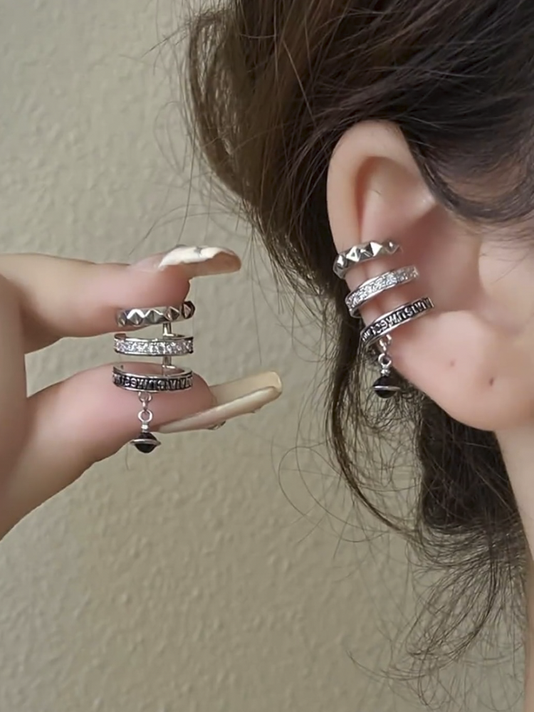 銀色復古金屬風耳骨夾女2023年新款潮氣質小眾高級感耳夾耳環耳飾【淘夢屋】