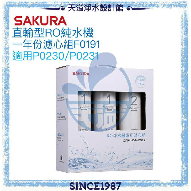 【SAKURA 櫻花】RO淨水器專用一年份濾心組F0191【適用P0230｜P0230A｜P0231】