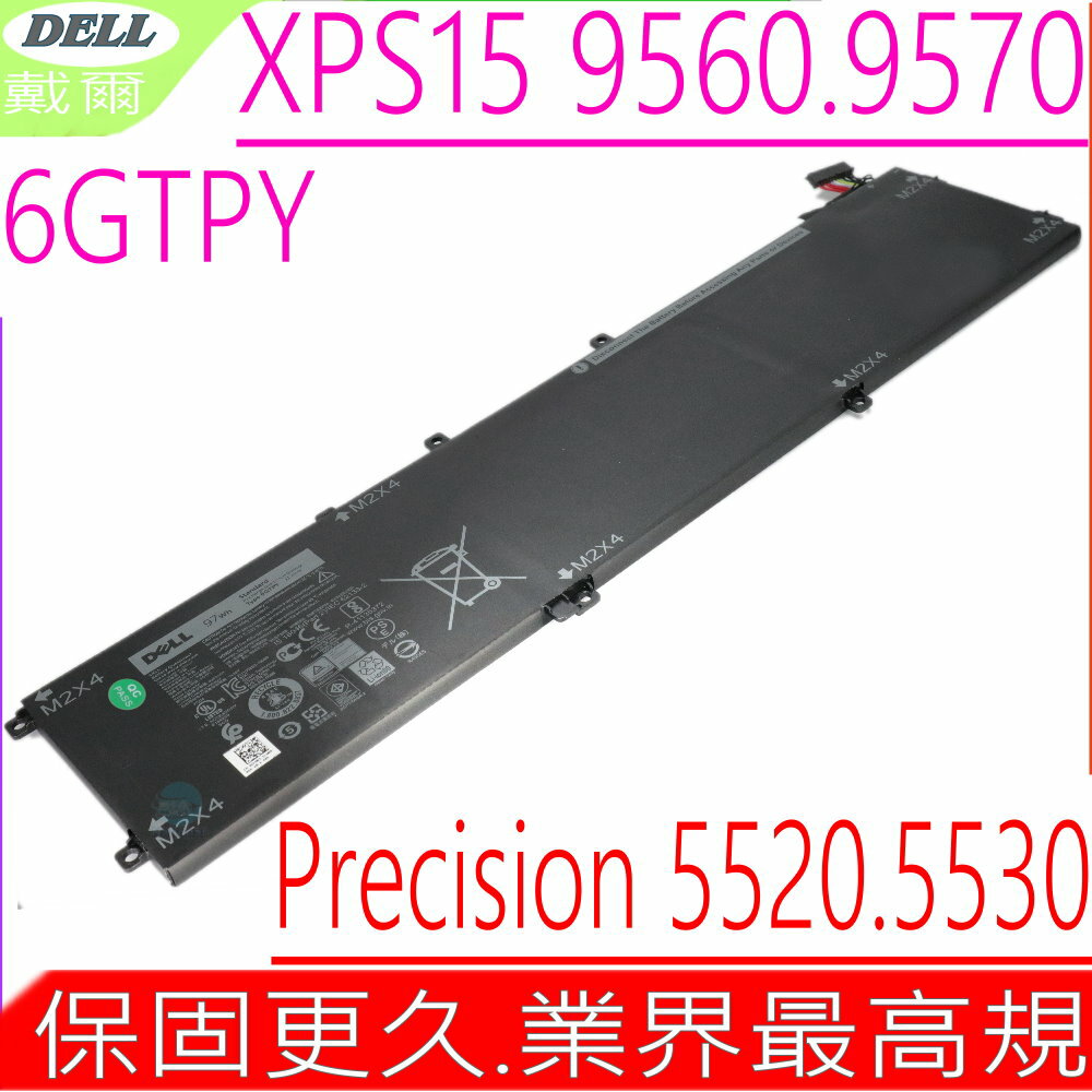 DELL 6GTPY 電池 適用戴爾 XPS 15 9560 電池,15 9550,15 9570,5510,5520,M5510,M5520,M5530,5XJ28,5D9C1, Precision 5520,5530,M5520,M5530,5D9C1,XPS 15 9560, 15 9570,15-9560,15-9570,GPM03