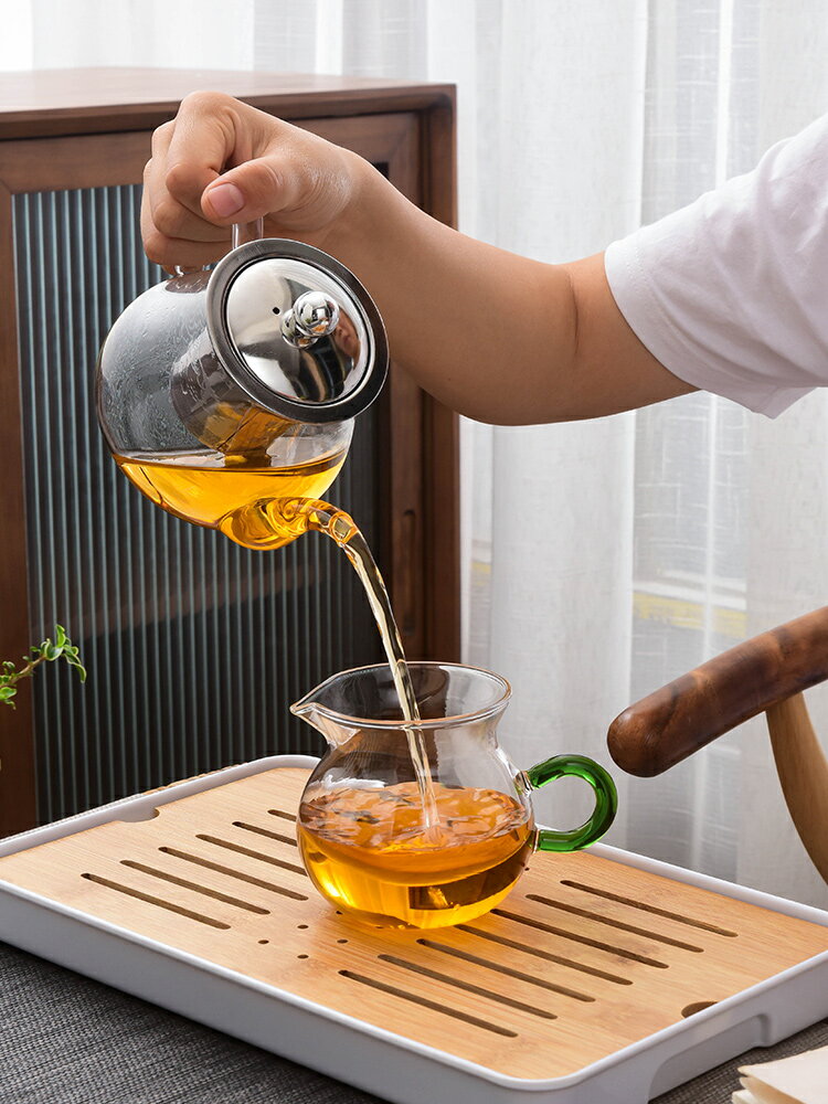 耐熱玻璃茶壺單壺不銹鋼內膽過濾功夫茶具套裝家用茶水分離泡茶器
