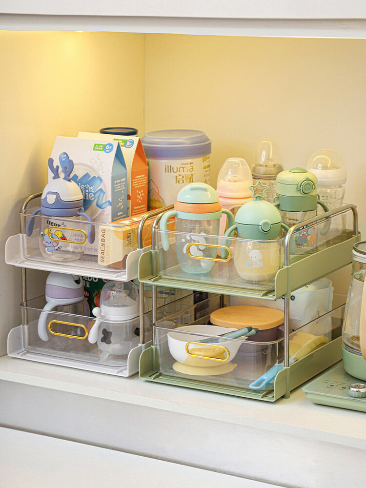 免運 開發票 奶瓶收納嬰兒用品置物架寶寶餐具輔食碗瀝干餐桌分層架晾干柜多層-快速出貨
