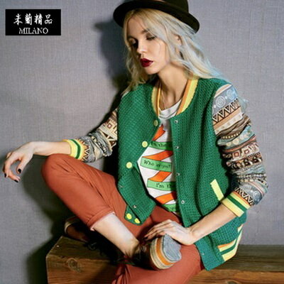 現貨+預購 棒球外套 撞色夾克-寬鬆羅紋拼接印花女外套3色72aq3【獨家進口】【米蘭精品】