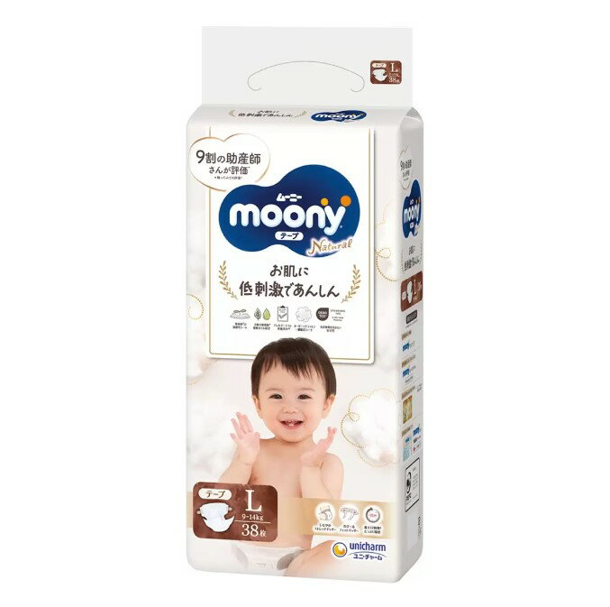 Natural Moony 日本頂級版紙尿褲 黏貼型 L 號 - 152片 - 2組