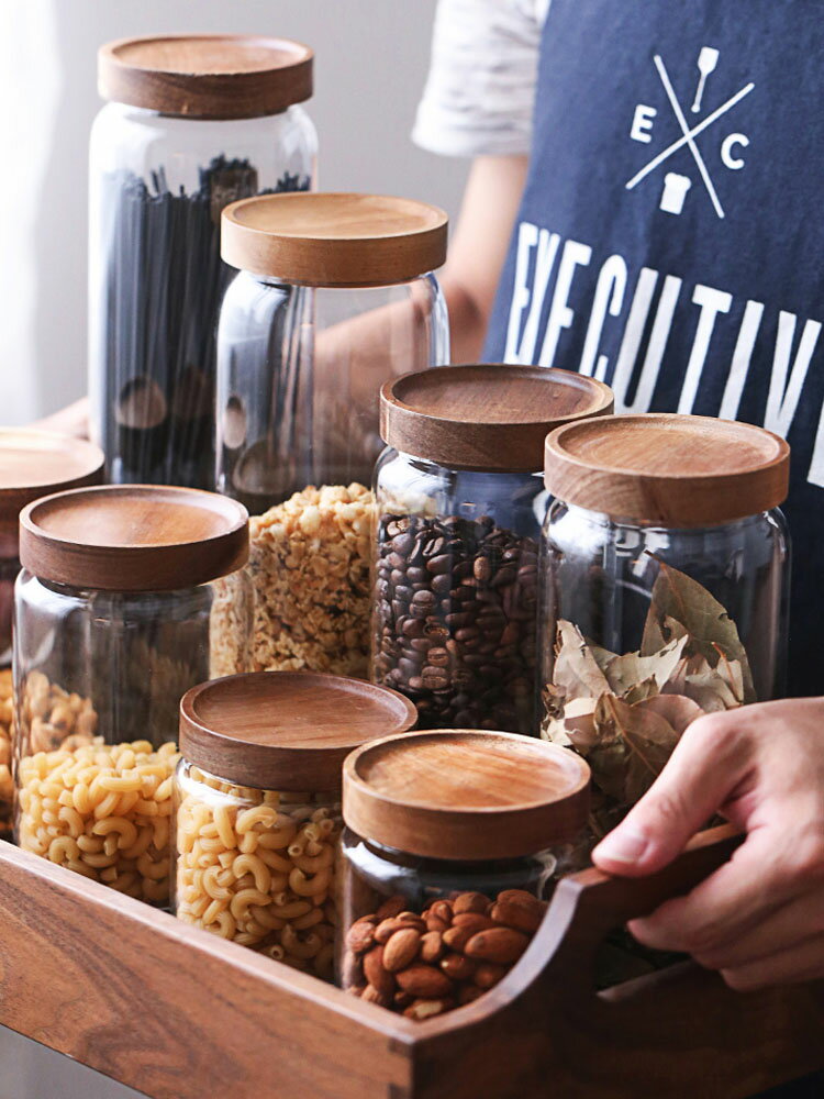 開發票 玻璃密封罐透明家用茶葉罐五谷雜糧收納盒廚房咖啡豆食品級儲物罐