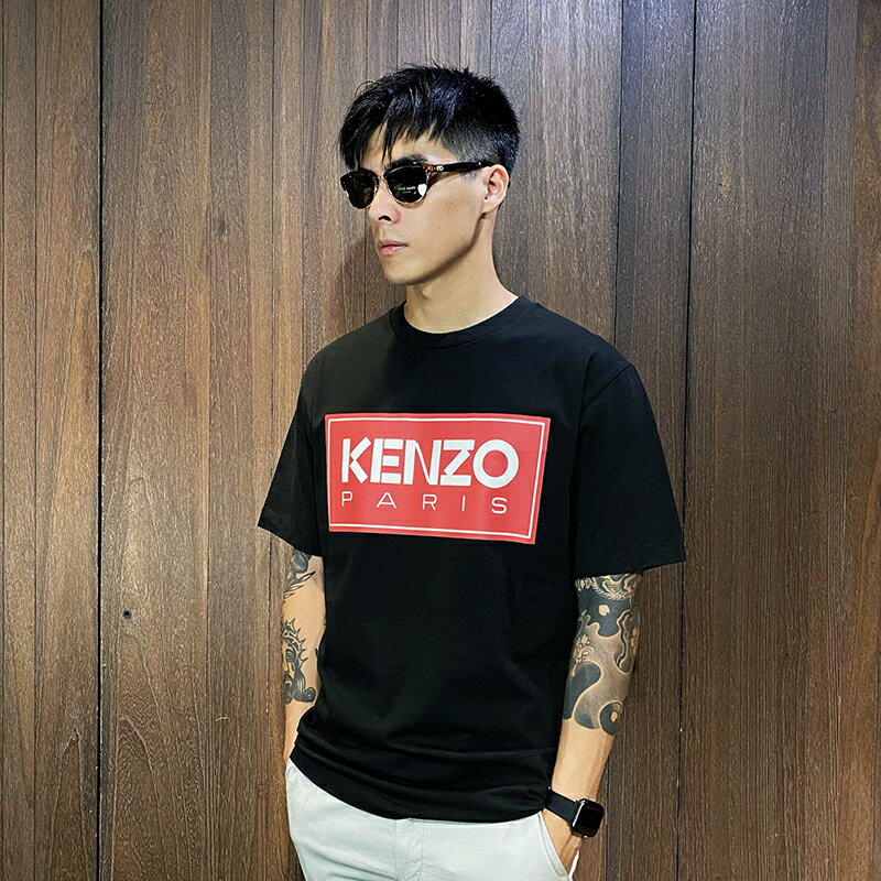 美國百分百【全新真品】KENZO 高田賢三 T恤 上衣 短袖 T-shirt logo 短T 黑色 CC79