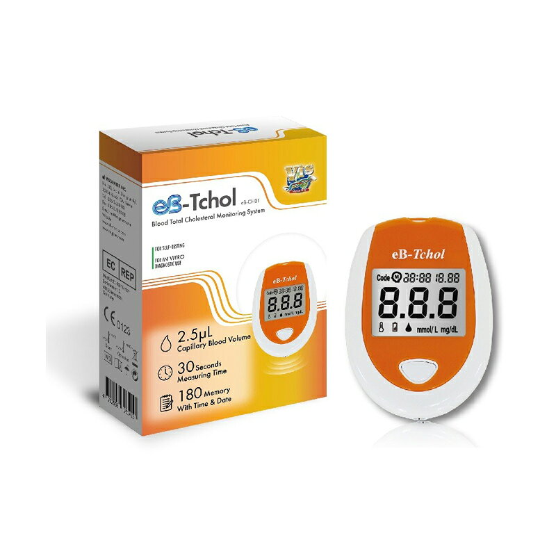 《醫必 eBmonitor》暐世EB-TCHOL膽固醇測試儀套組 附試紙10片+採血針10支