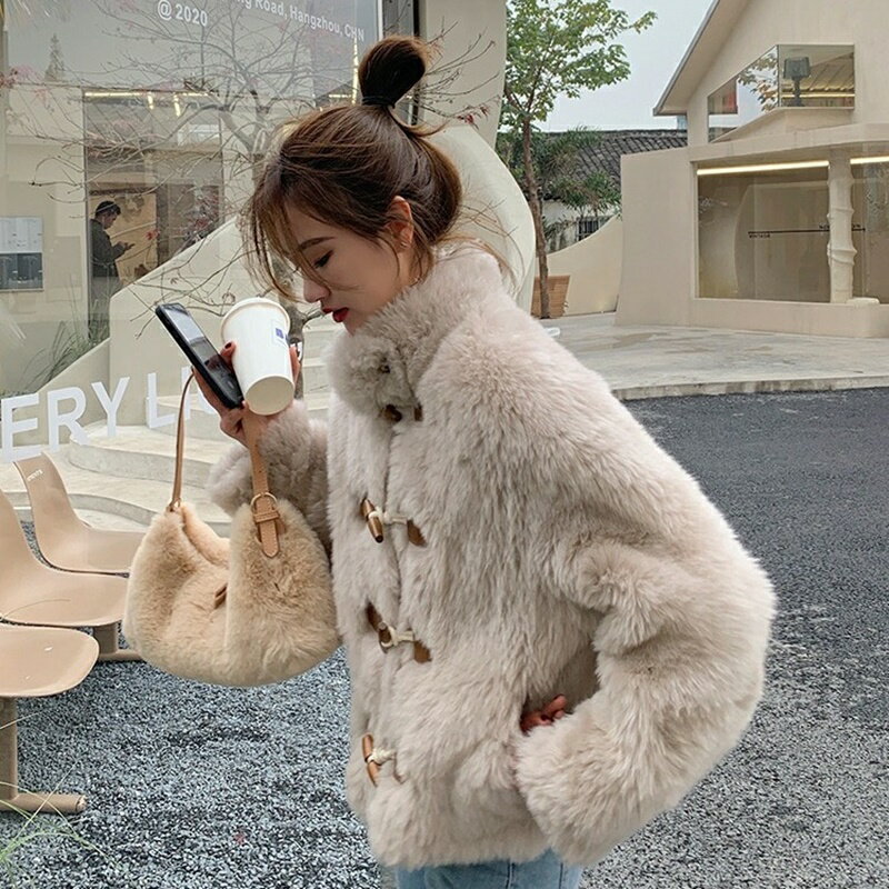 【巴黎精品】羊羔毛外套皮草大衣-冬日新款顆粒托斯卡納風女外套a1iu26