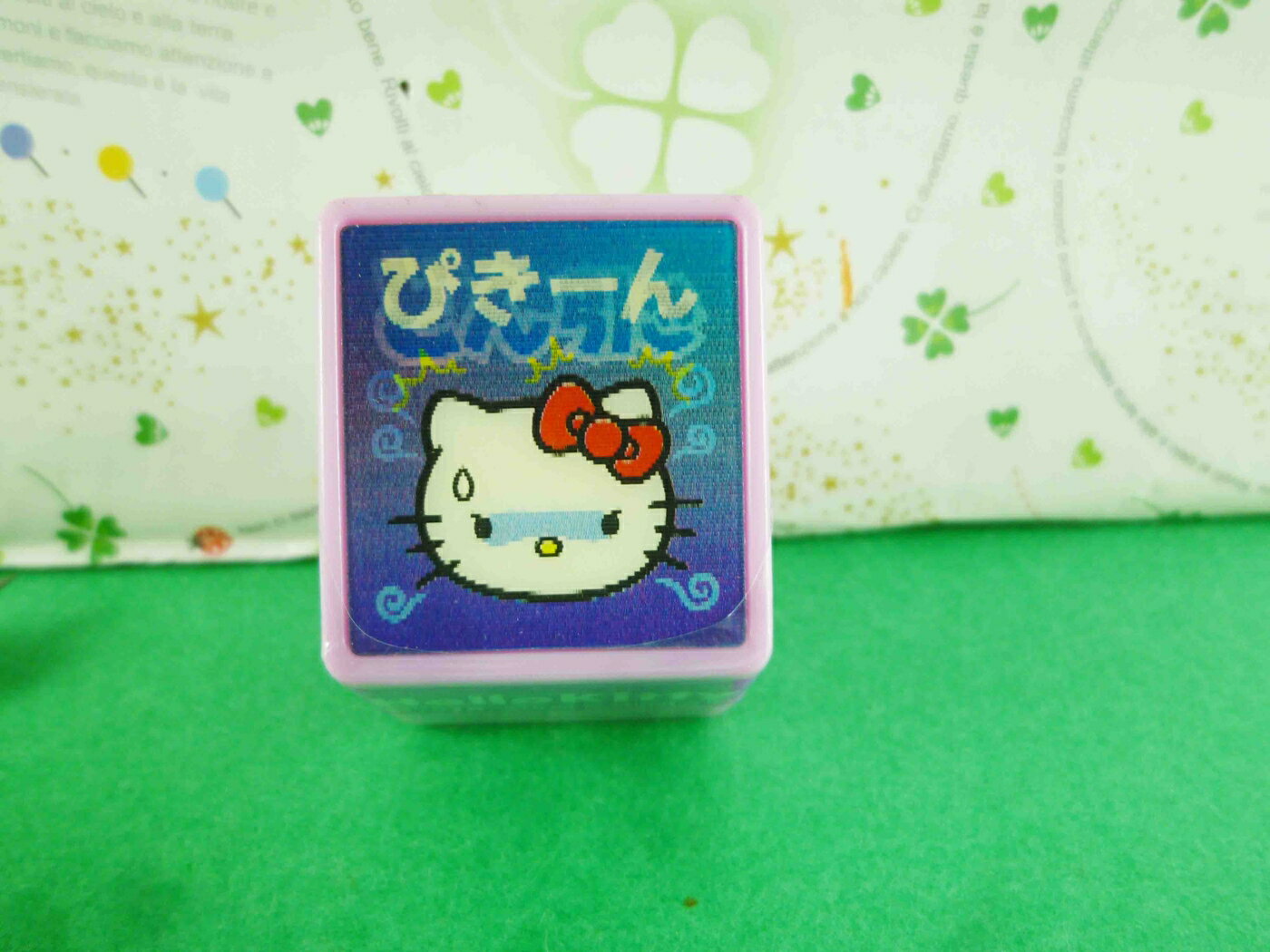 【震撼精品百貨】Hello Kitty 凱蒂貓 3D印章-冒汗-紫色外殼 震撼日式精品百貨