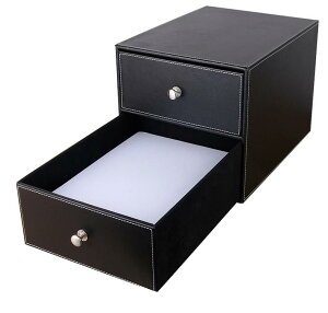 皮質桌麵雜物整理收納盒 抽屜式辦公室文件收納儲物櫃書桌置物架