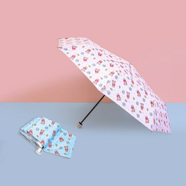 Miine 小熊晴雨兩用三折短傘【顏色隨機出貨】