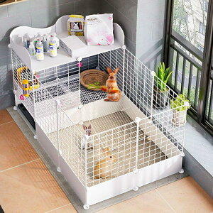 兔籠 寵物圍欄 小型寵物圍欄 兔窩 兔籠子家用大號室內專用 防噴尿寵物圍欄 自動清糞新型垂耳兔子窩屋