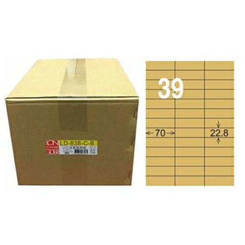 【龍德】A4三用電腦標籤 22.8x70mm 牛皮紙1000入 / 箱 LD-838-C-B