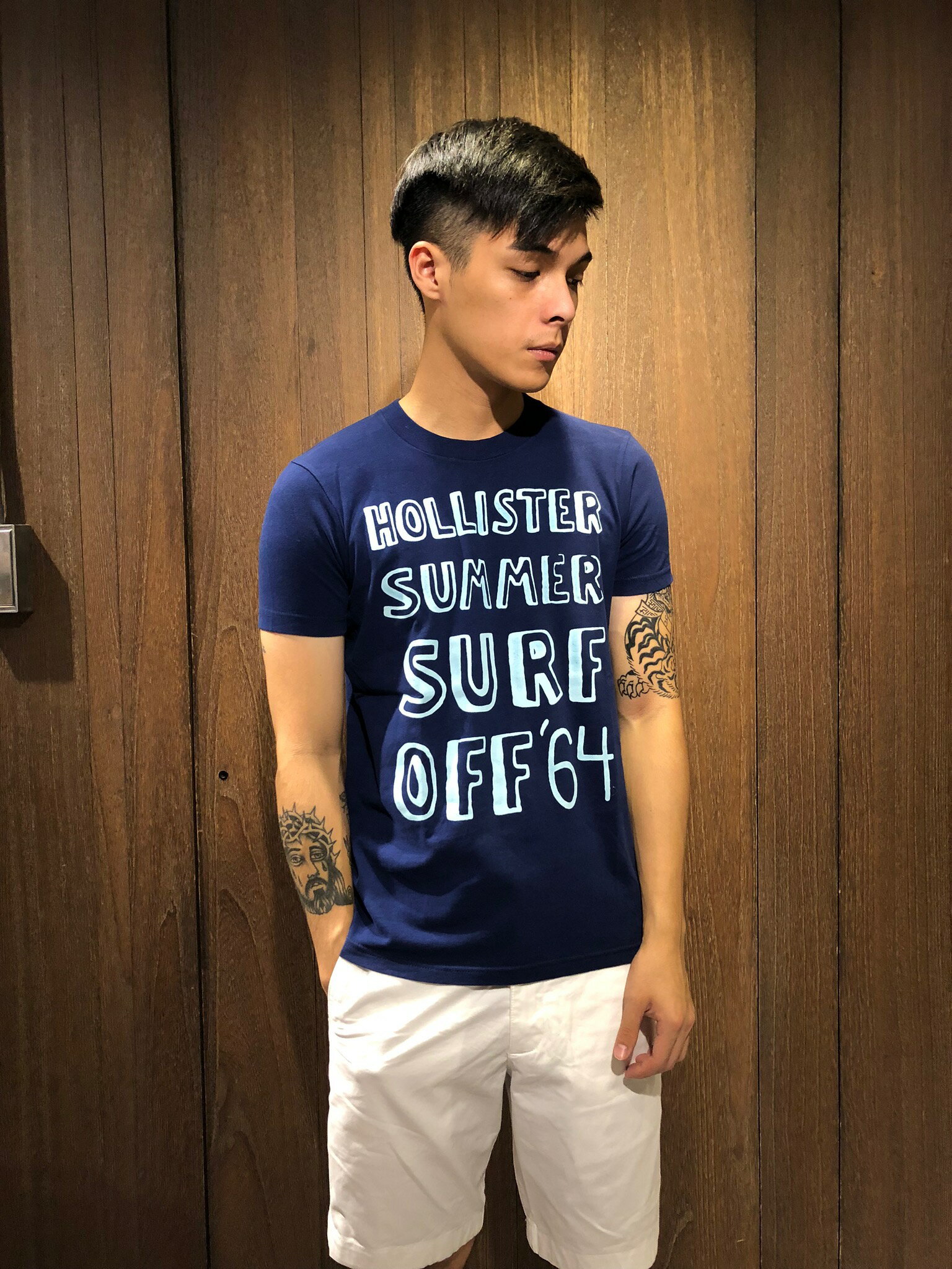 美國百分百【全新真品】 Hollister Co. T恤 HCO 短袖 T-shirt 海鷗 logo 深藍色 AL06