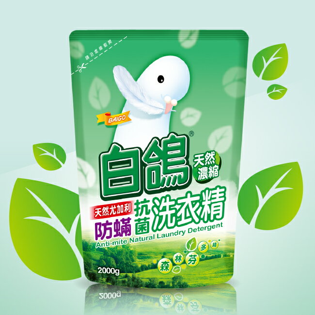白鴿天然尤加利防螨抗菌洗衣精補充包2000g(6入)