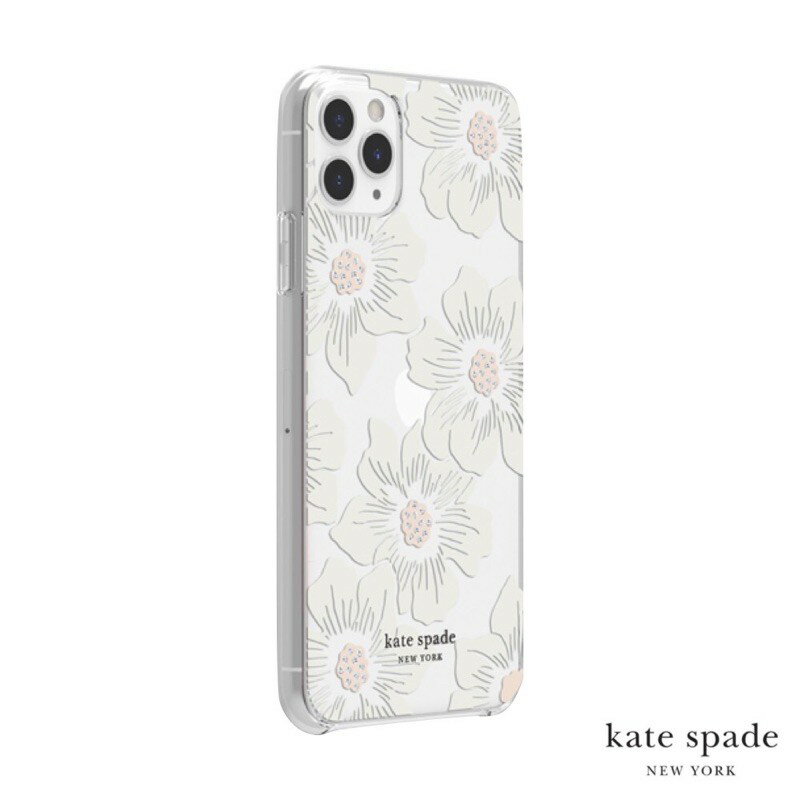 強強滾p-Kate Spade iPhone 11Pro Max Hollyhock Floral白色大花透明殼