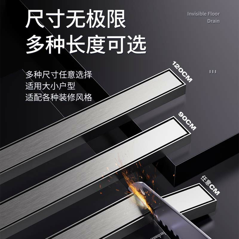 地漏 不銹鋼長地漏淋浴房衛生間家用大排量防臭地漏長度孔位可定製地漏