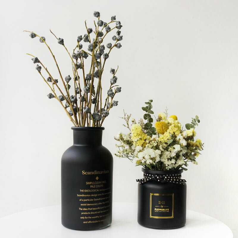 輕奢風玻璃花瓶干花真花裝飾桌面小插花 Lmdec創意玻璃瓶水培花瓶
