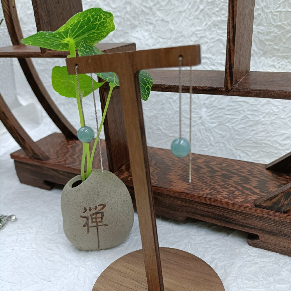 天然 翡翠A貨 冰藍圓珠 S925銀耳線