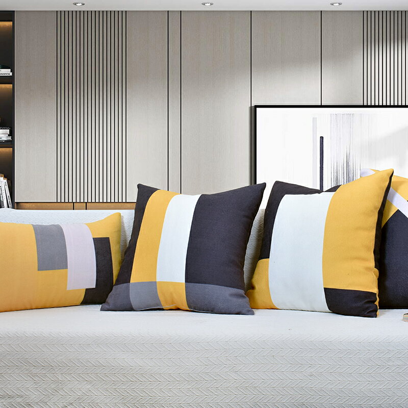北歐黃色沙發抱枕靠墊北歐ins風格客廳護腰靠枕靠背墊芯簡約現代