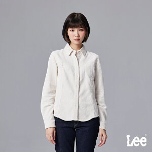 Lee 女款 寬鬆版 左胸口袋小LOGO刺繡 燈心絨 長袖休閒襯衫 | Modern