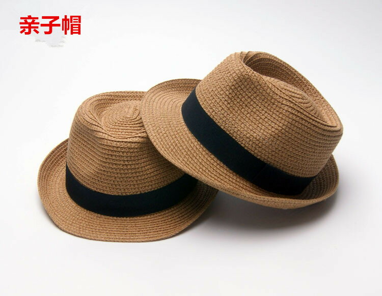 夏天成人禮帽兒童親子草帽童帽遮陽帽海邊沙灘帽男士帽子情侶帽潮1入
