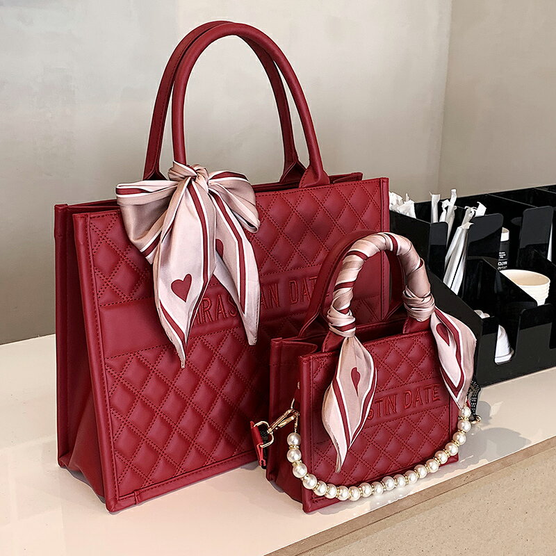 2023紅色包包女大容量2021新款潮高級感婚包婚禮手提包結婚新娘包