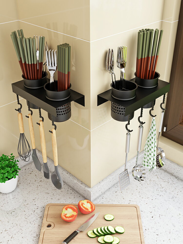 放刀筷子置物架勺子筷簍筒籠桶盒廚房收納架子家用瀝水壁掛式籠子