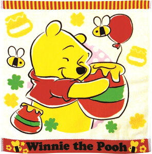 小熊維尼抱蜂蜜方巾 小豬 迪士尼 毛巾 手帕 POOH 日貨 正版授權 J00013576