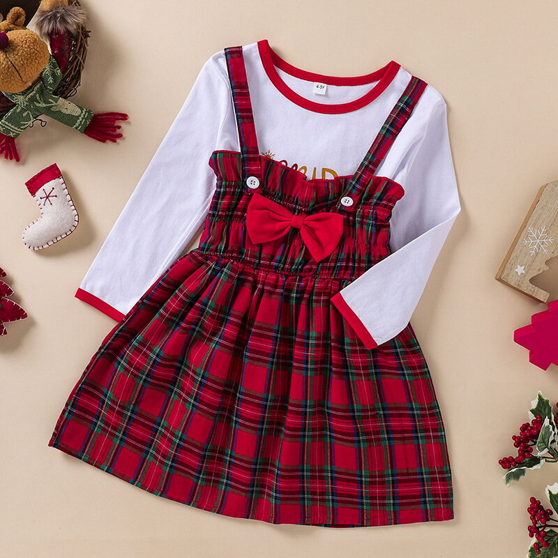 清貨夏季A類3歲款 吊帶裙中小跨境女童網紅套裝 洋氣格子紅色