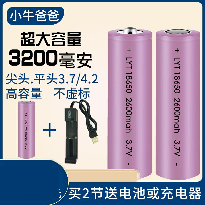 充電電池 鋰電池 18650充電鋰電池尖平頭 3.7v強光手電筒頭燈喇叭 4.2v電池充電器『my2864』