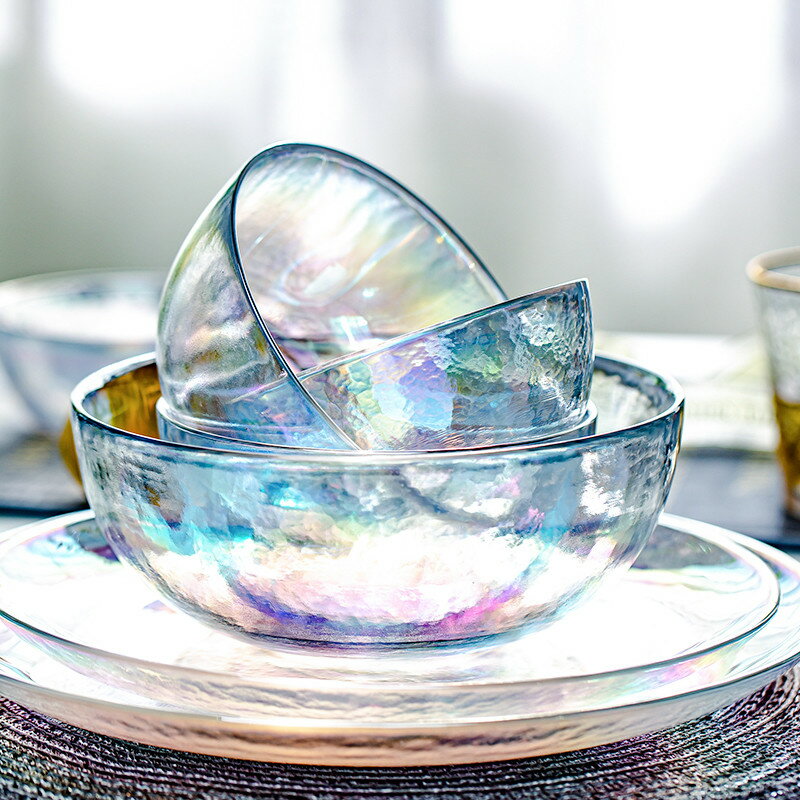 透明玻璃碗玻璃盤歐式現代簡約家用水果沙拉碗零食盤干果盤