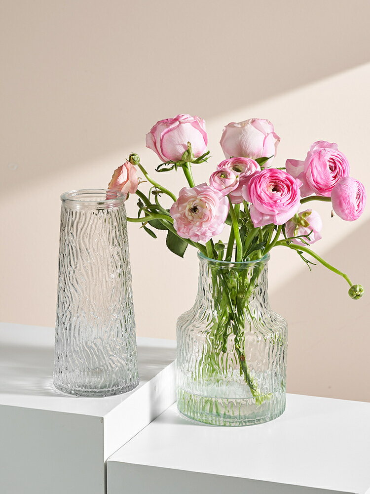 【滿299出貨】北歐玻璃花瓶透明水養插花玫瑰百合富貴竹餐桌擺件