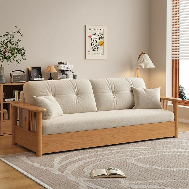 公司貨 附發票 免運 奶油風實木沙發床簡約小戶型客廳可折疊床雙人兩用一體家用沙發