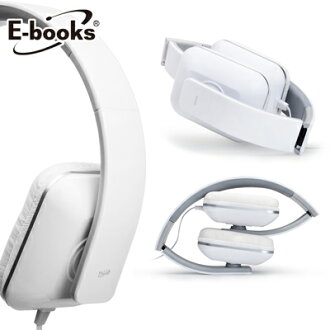 【文具通】E-books S3 線控接聽頭戴摺疊耳機白 E-EPA055WH