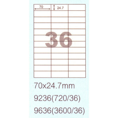 【文具通】阿波羅9236影印自黏標籤貼紙36格70x24.7mm P1410155 0