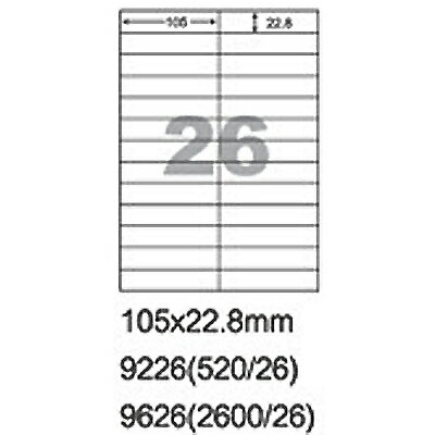 【文具通】阿波羅9626影印自黏標籤貼紙26格105x22.8mm 100入 P1410396