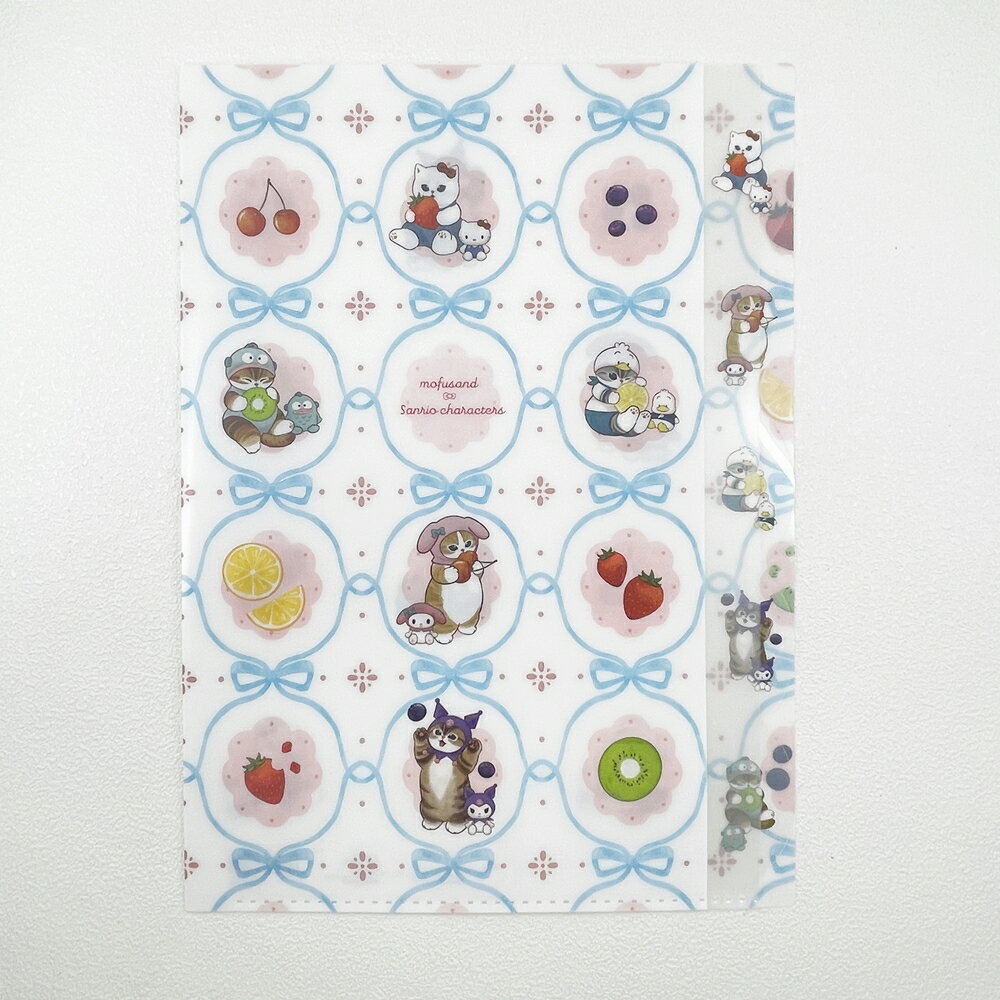 日本製 sanrio x mofusand 三麗鷗 貓咪插畫 聯名款 五格 A4 資料夾(白色款)｜小鶴日貨