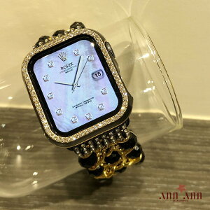賠售出清 蘋果錶帶活動 台灣現貨 蘋果錶帶 (黑) 超亮鑲鑽保護殼+珠寶奢華造型錶帶
