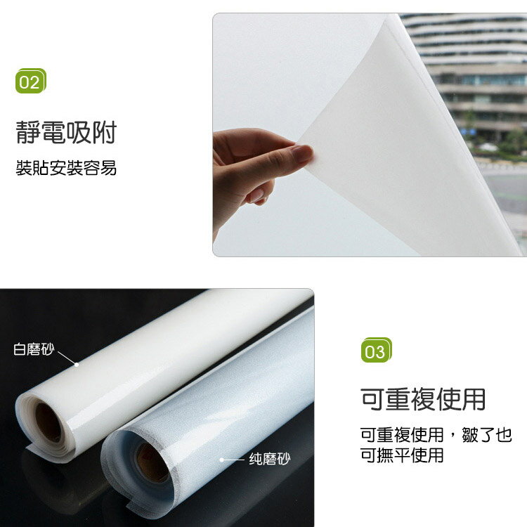 《限宅配》霧面磨砂靜電玻璃貼 S151 可重覆貼 隱私防窺防曬 浴室窗戶貼膜 2