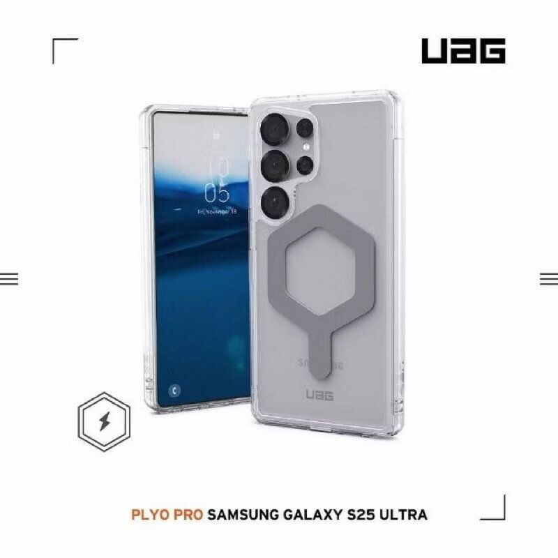 UAG Galaxy S25 Ultra 磁吸耐衝擊全透保護殼-極透明（灰圈）(支援MagSafe及無線充電)