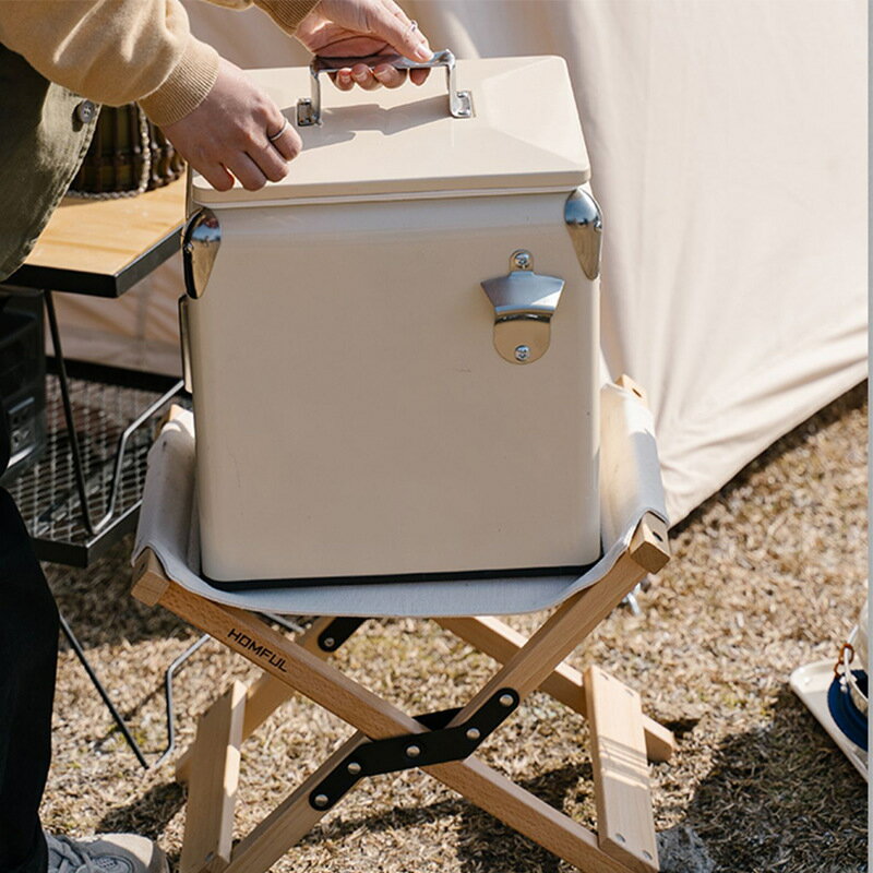 13升戶外復古便攜式保溫箱冷藏盒車載露營鐵桶冰塊生鮮食品冷凍箱